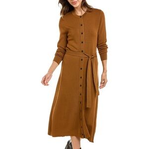 YAL New York coffee brown midi button dress